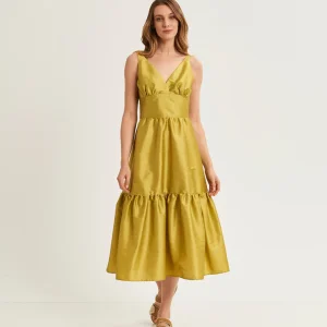 Abito midi in shantung lime Alessia Santi